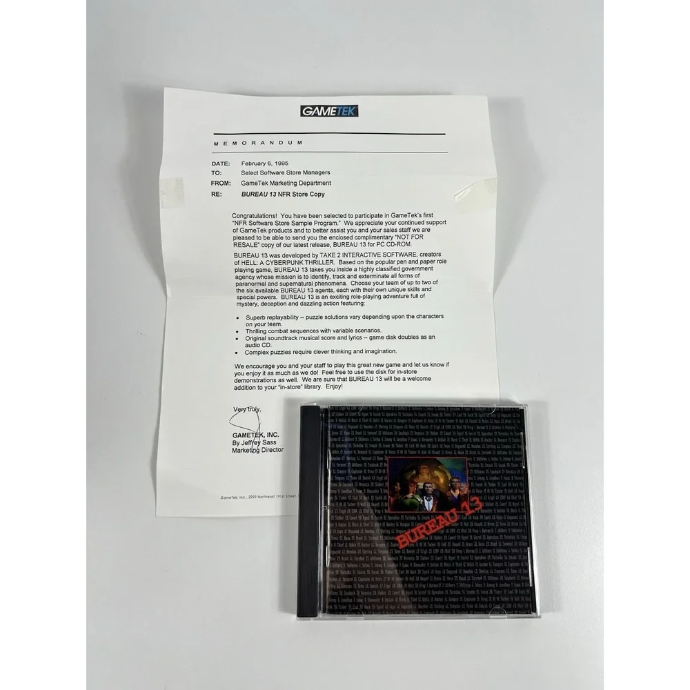 Bureau 13 Big Box PC CD-ROM Take Two Interactive, 1995